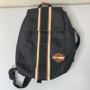 Harley Davidson Orange Black Small Backpack Bag Magnetic & Zip Fairchild Sports